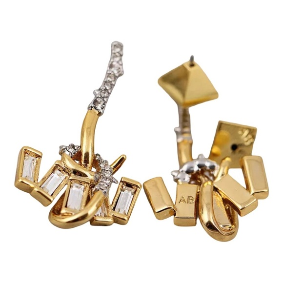 ALEXIS BITTAR • Gold Crystal Encrusted Stone Cluster Drop Earrings - Picture 3 of 8